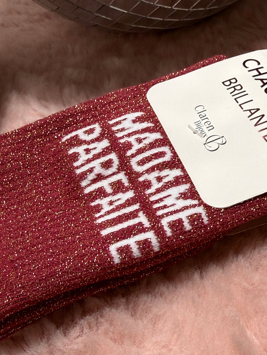 Chaussettes à paillettes mot doux
