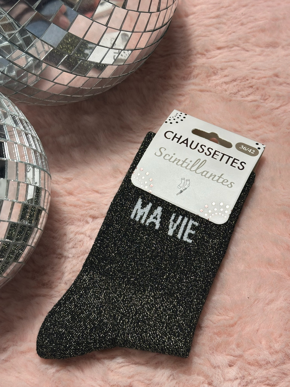 Chaussettes à paillettes mot doux