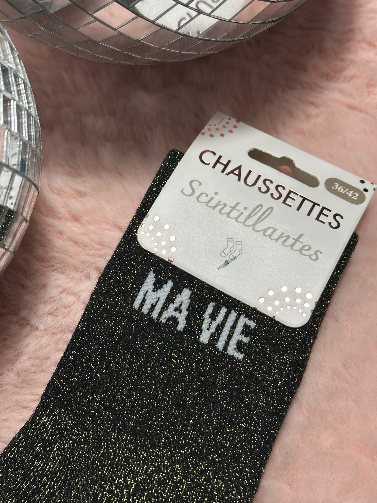Chaussettes à paillettes mot doux