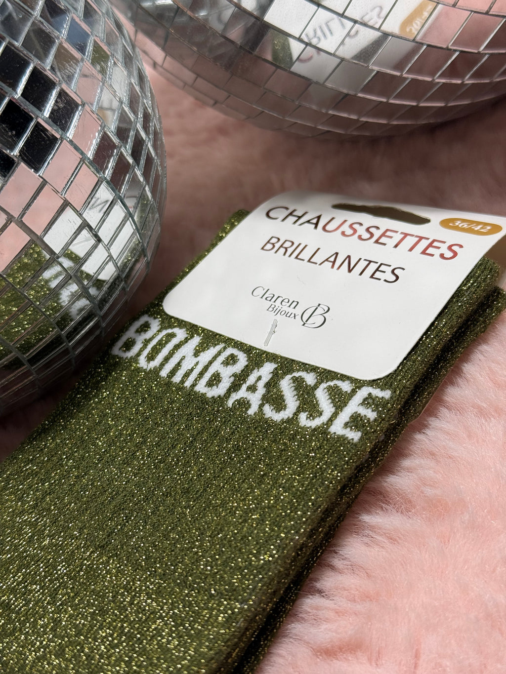 Chaussettes à paillettes mot doux
