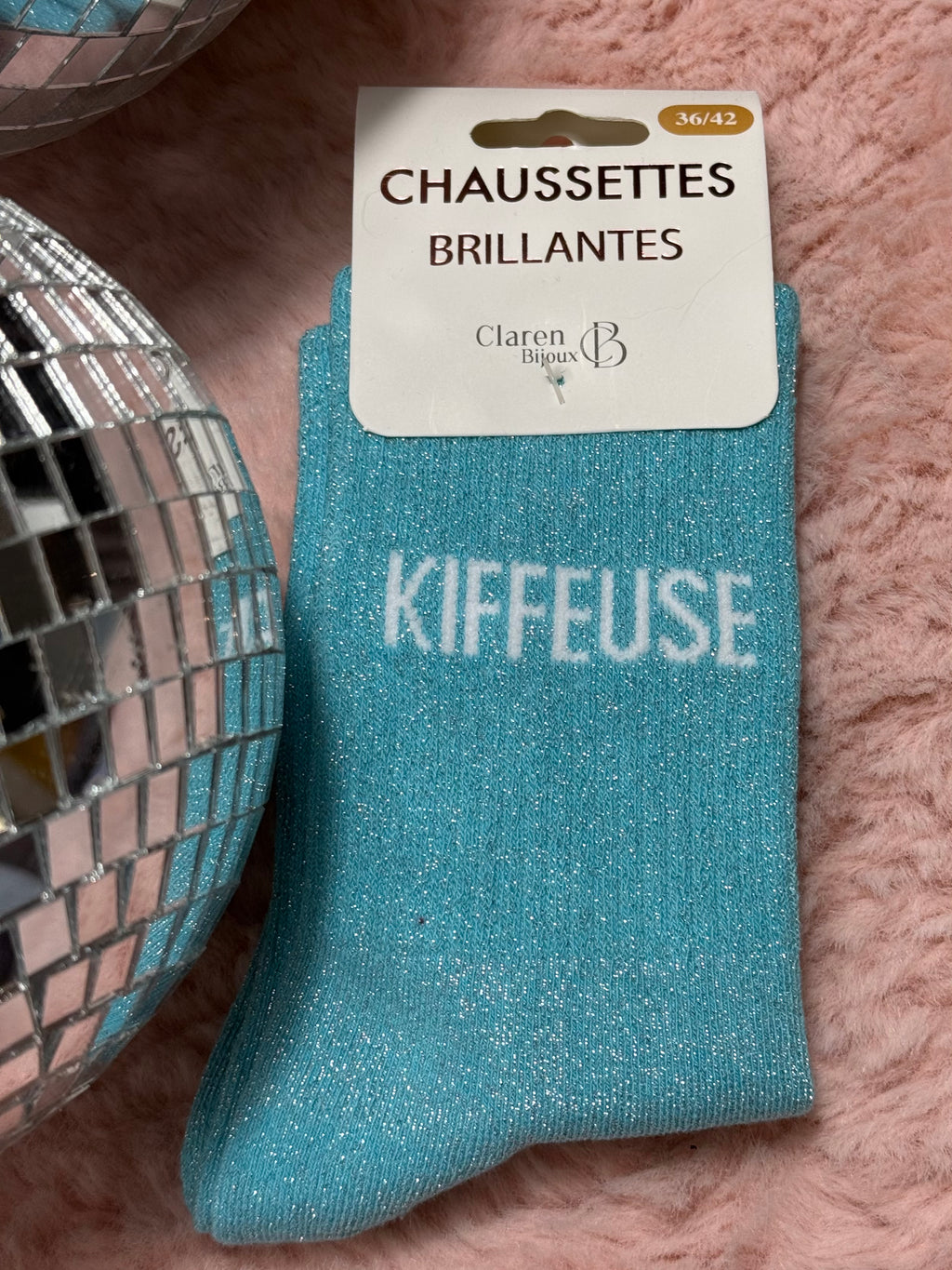 Chaussettes à paillettes mot doux