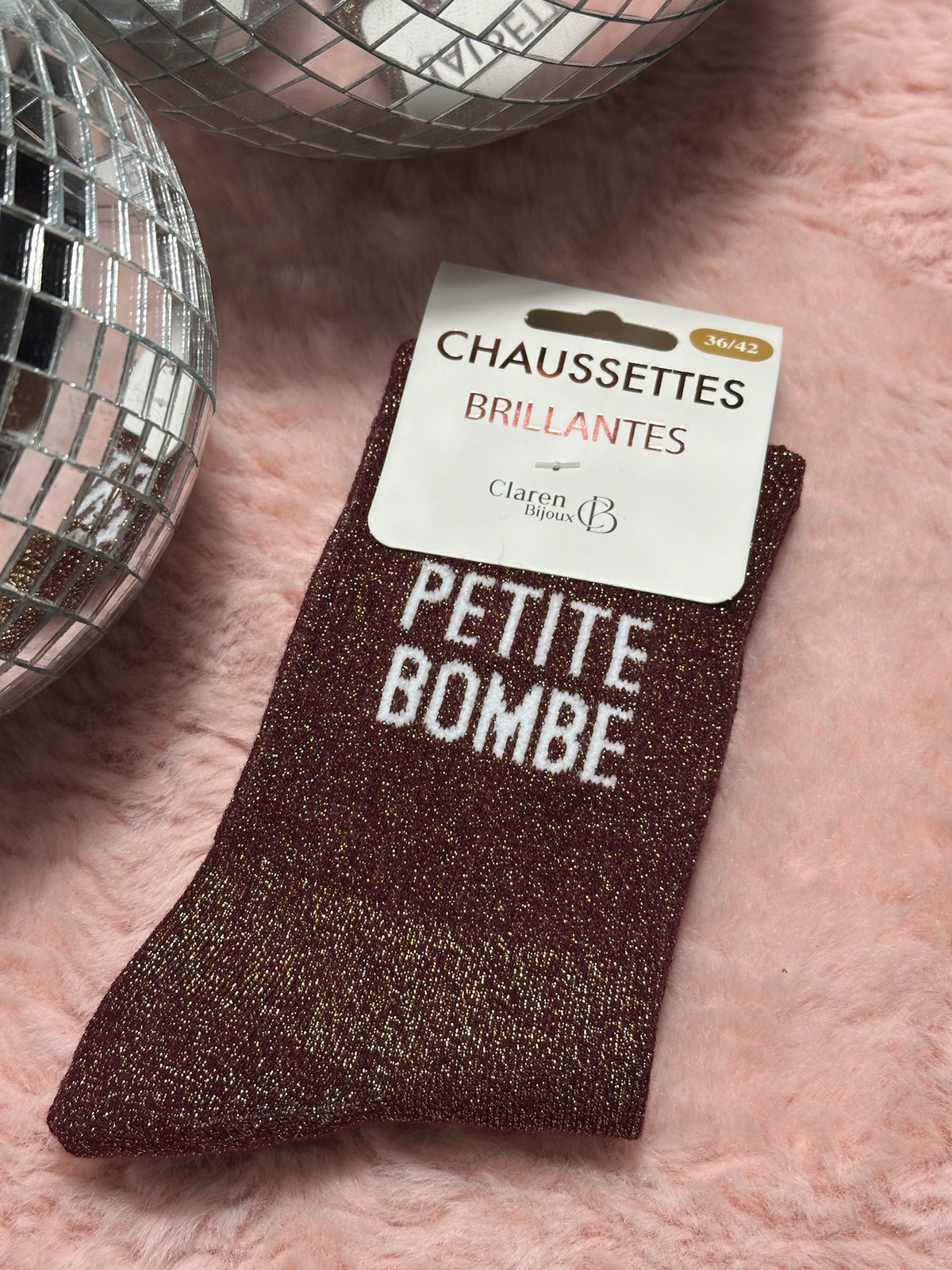 Chaussettes à paillettes mot doux