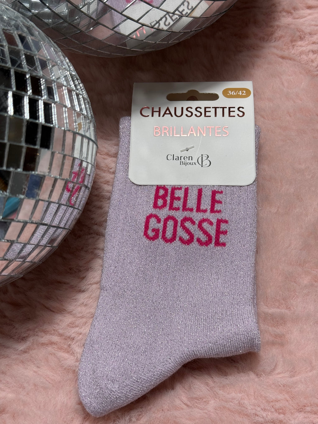 Chaussettes à paillettes mot doux