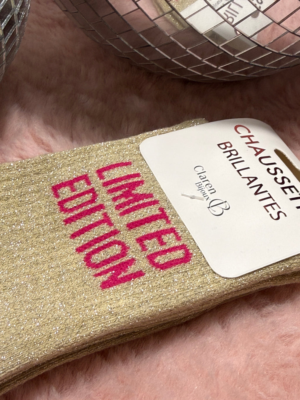 Chaussettes à paillettes mot doux