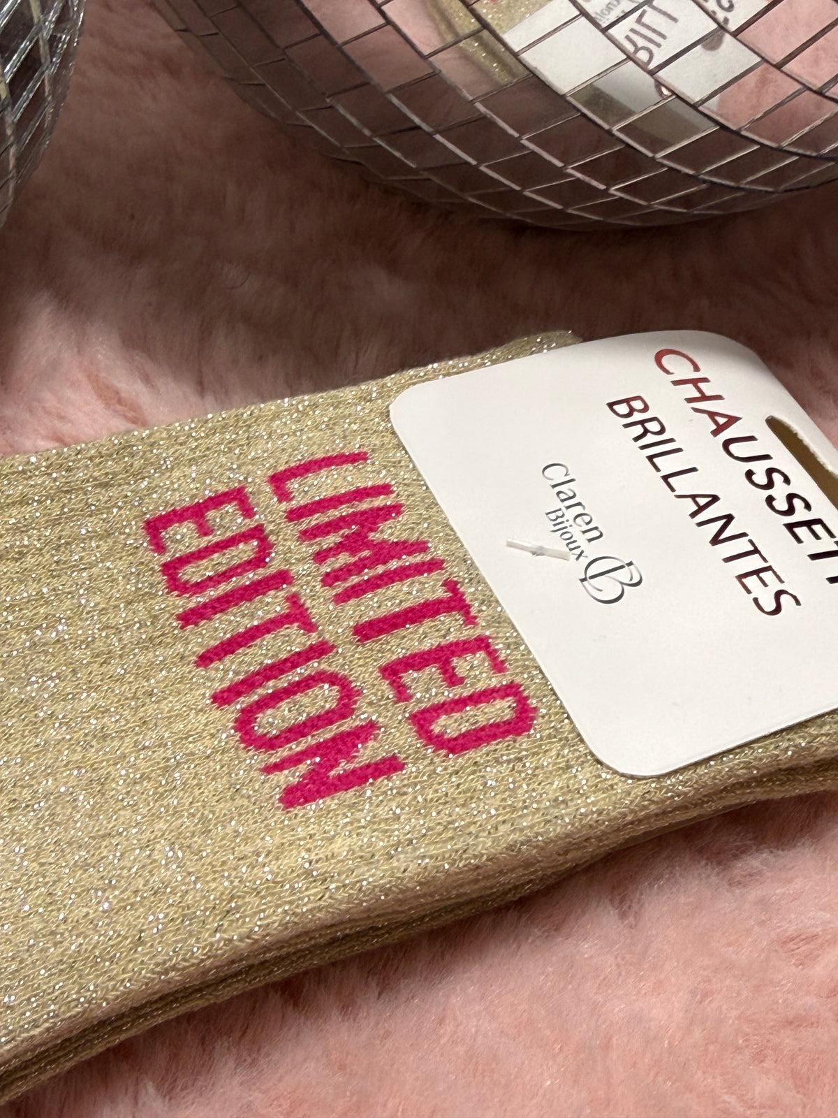 Chaussettes à paillettes mot doux