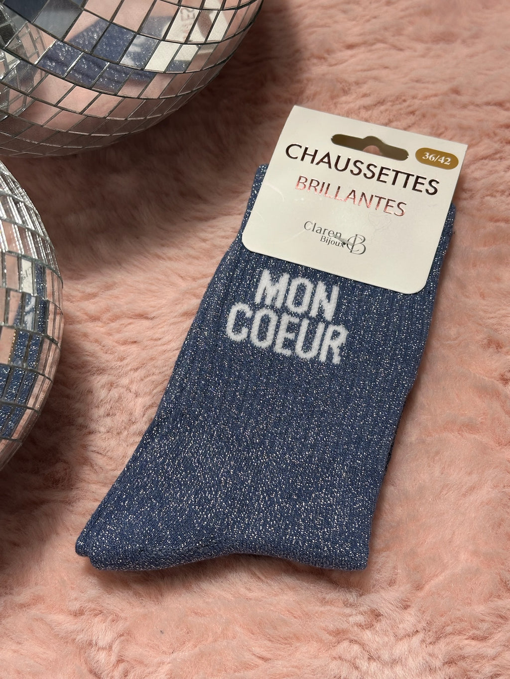 Chaussettes à paillettes mot doux