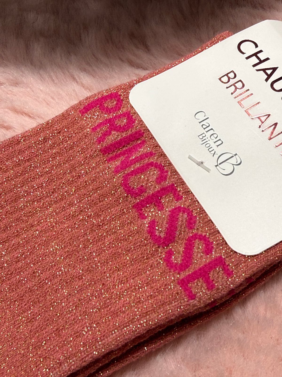 Chaussettes à paillettes mot doux