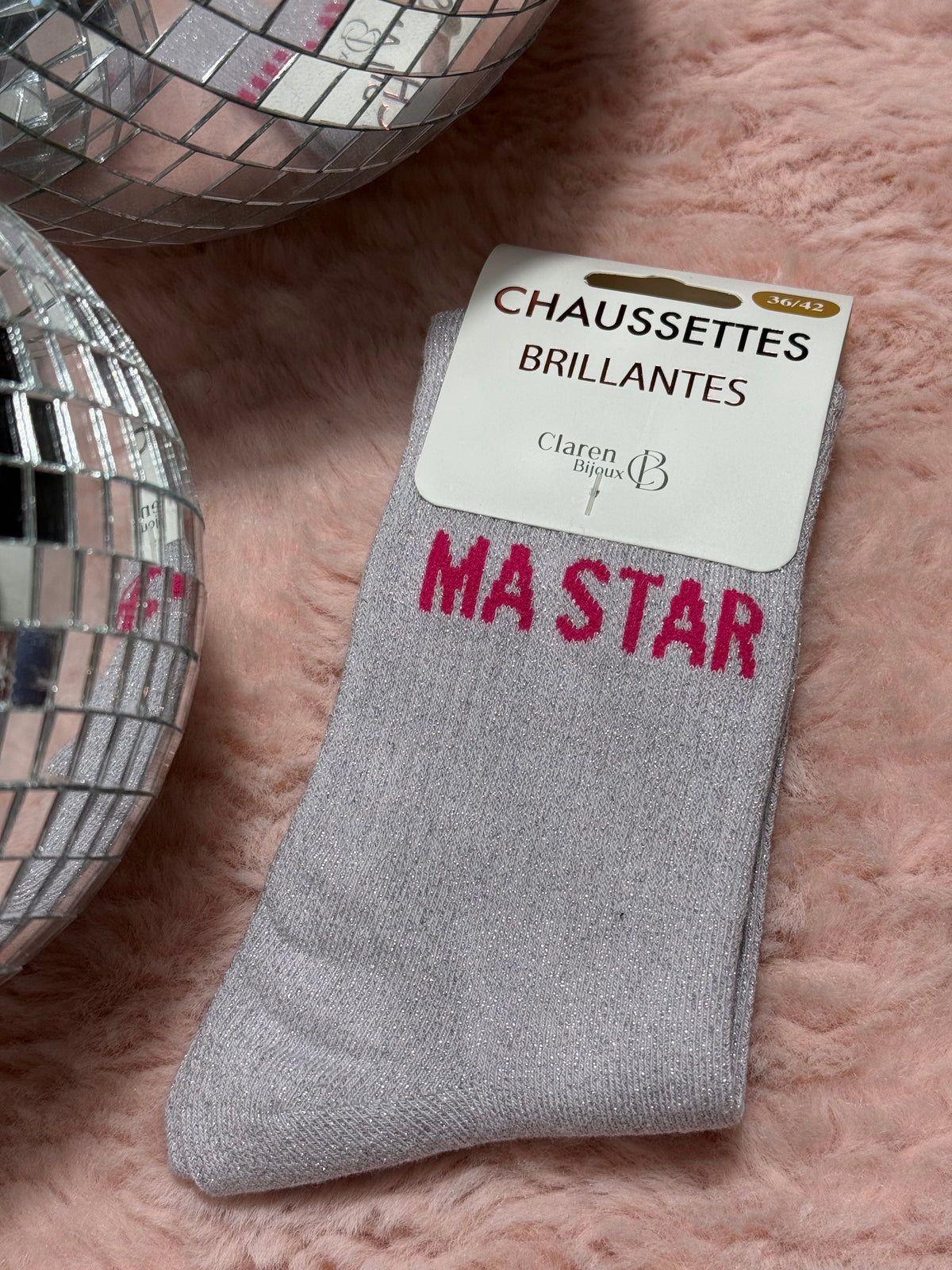 Chaussettes à paillettes mot doux