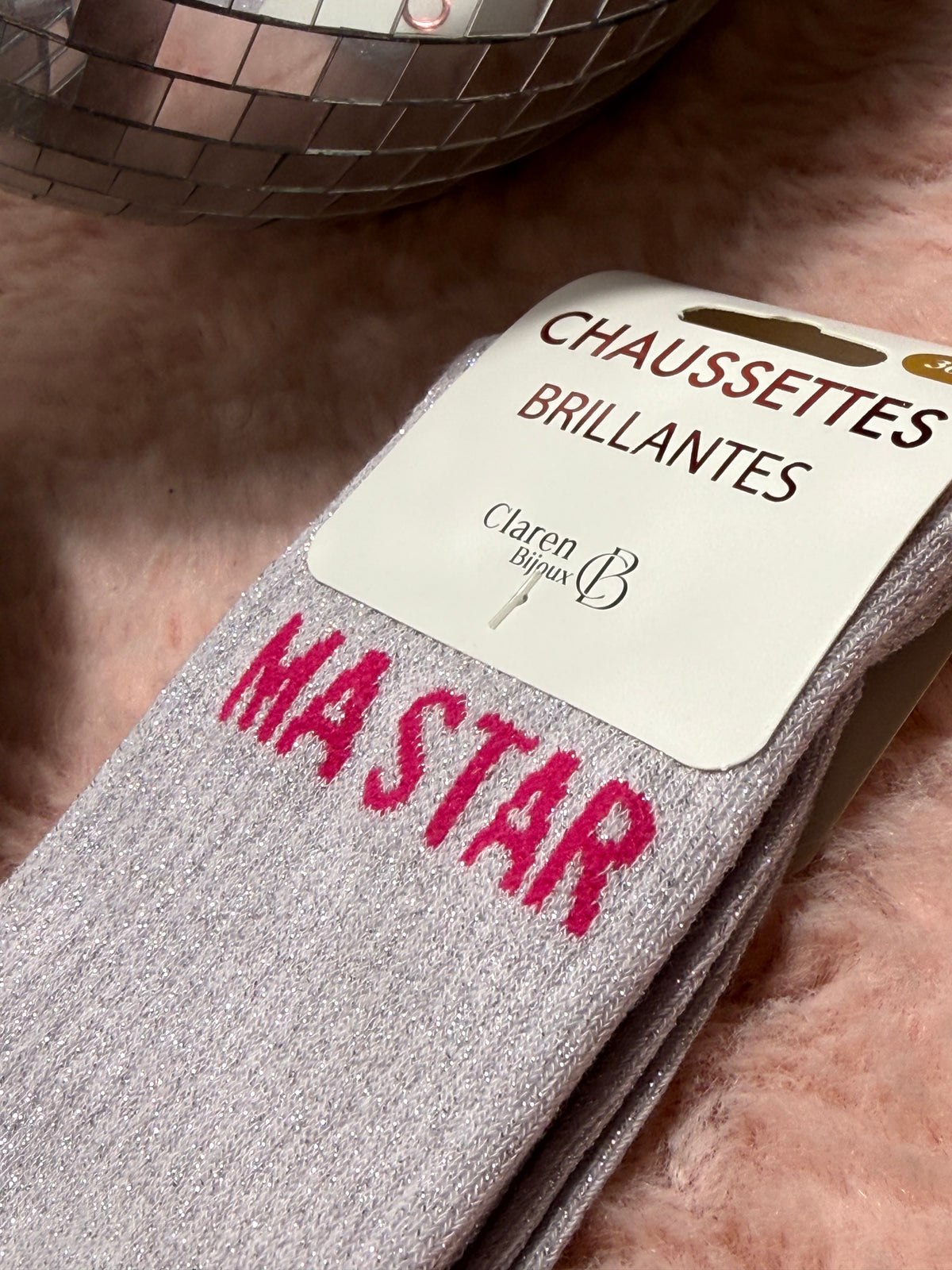 Chaussettes à paillettes mot doux