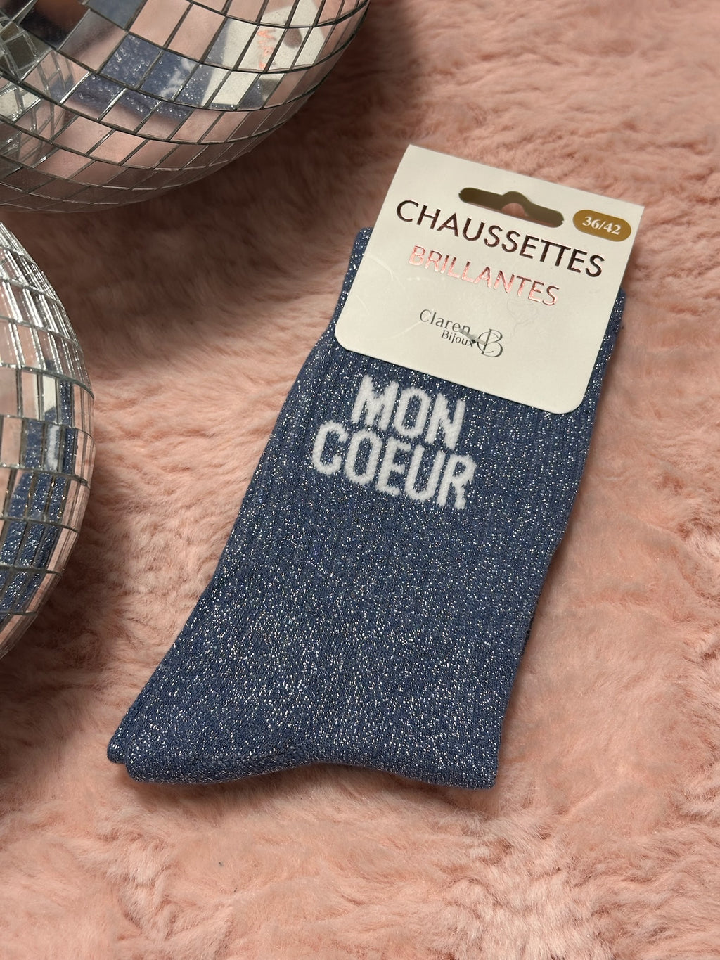 Chaussettes à paillettes mot doux