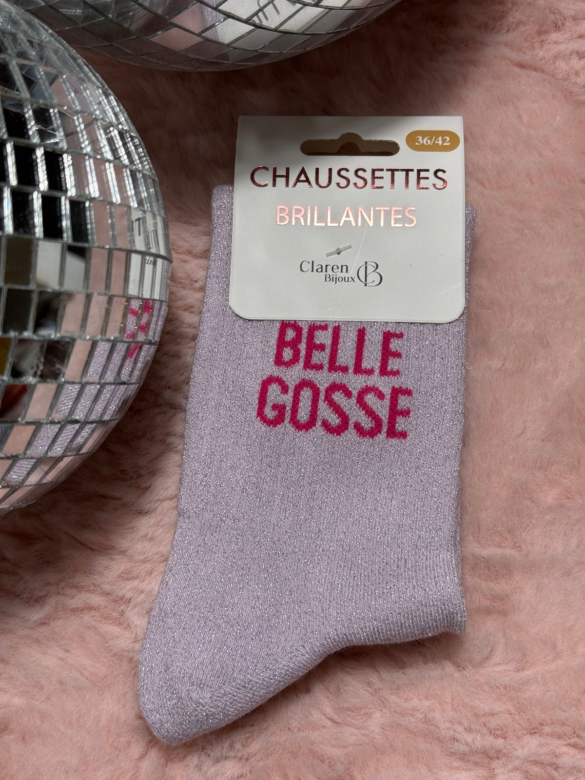 Chaussettes à paillettes mot doux