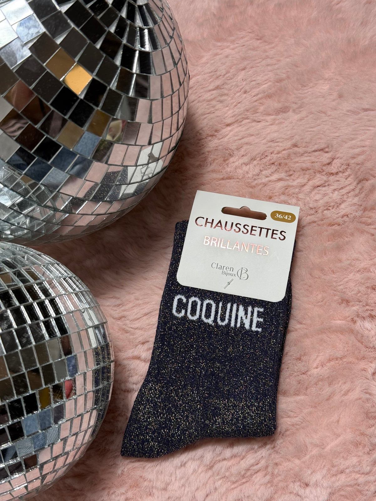 Chaussettes à paillettes mot doux