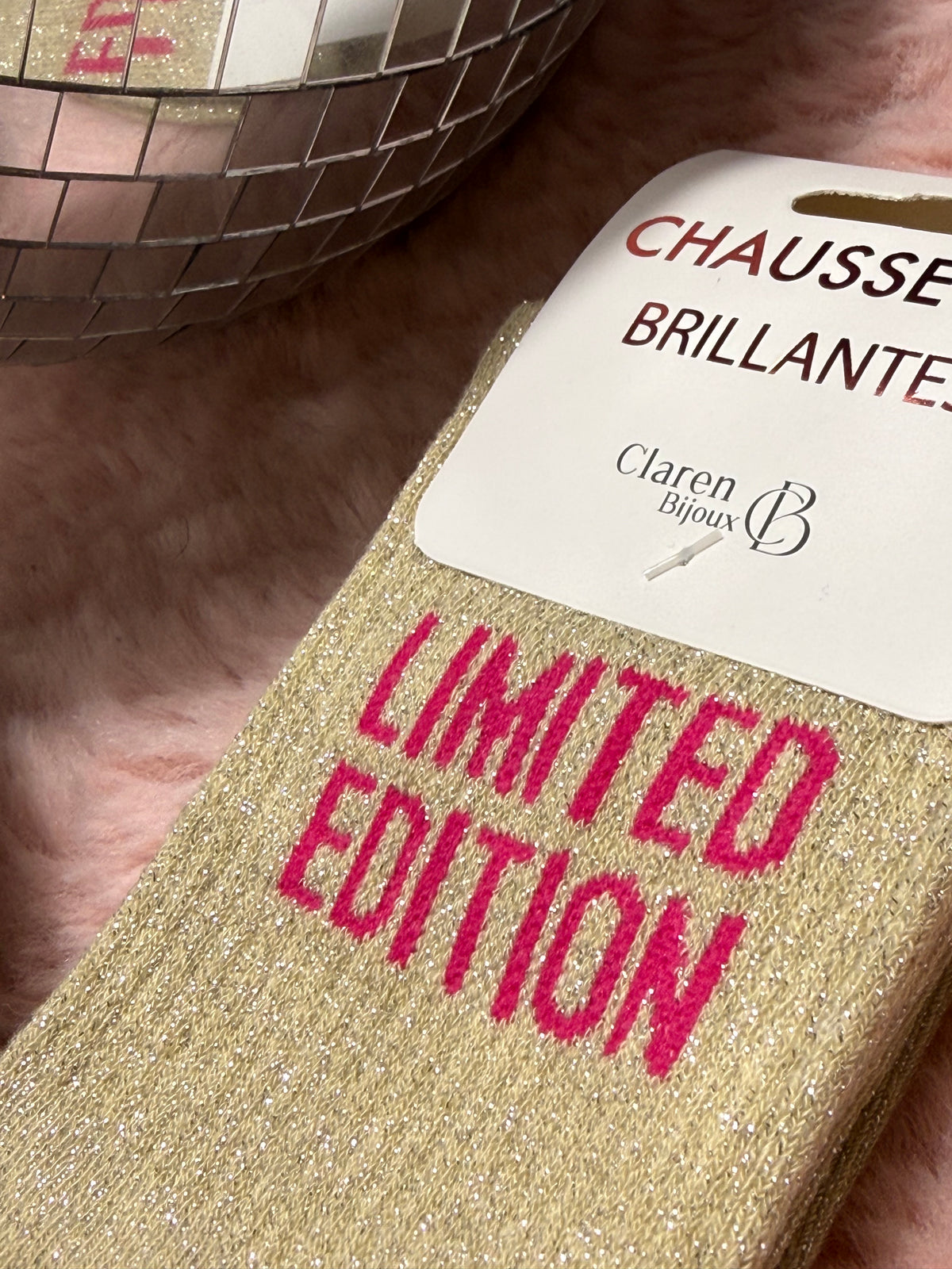 Chaussettes à paillettes mot doux