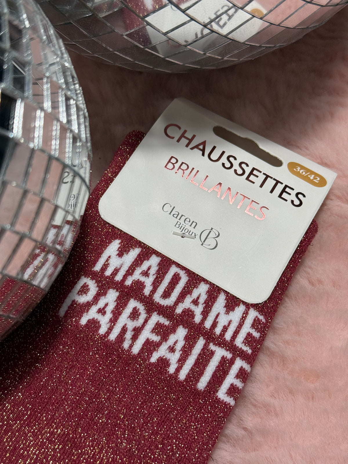 Chaussettes à paillettes mot doux