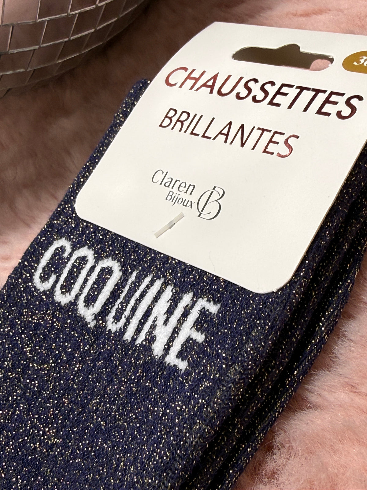Chaussettes à paillettes mot doux