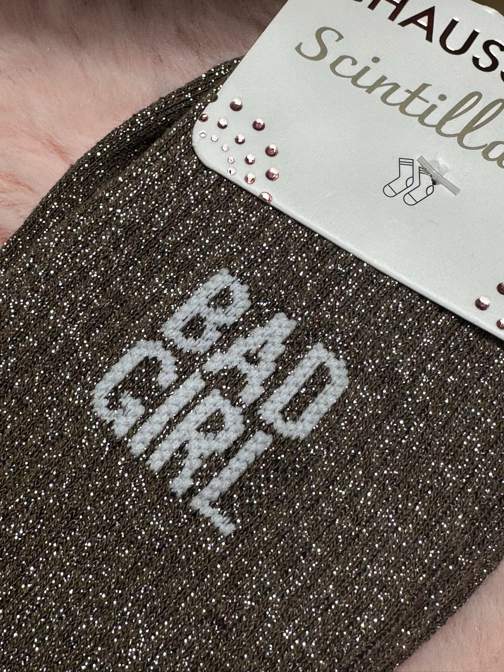 Chaussettes à paillettes mot doux
