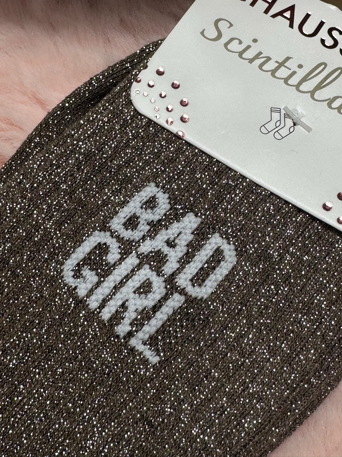 Chaussettes à paillettes mot doux