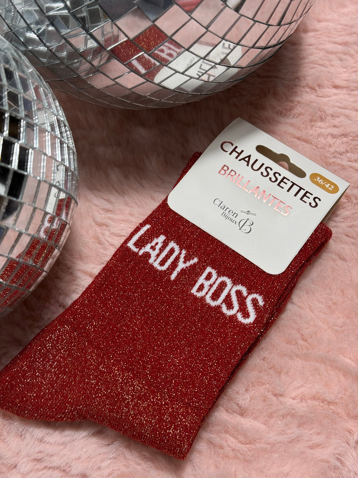 Chaussettes à paillettes mot doux