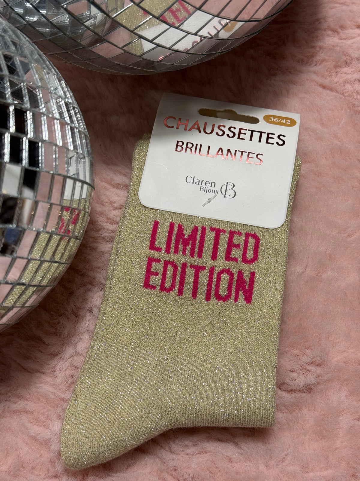 Chaussettes à paillettes mot doux