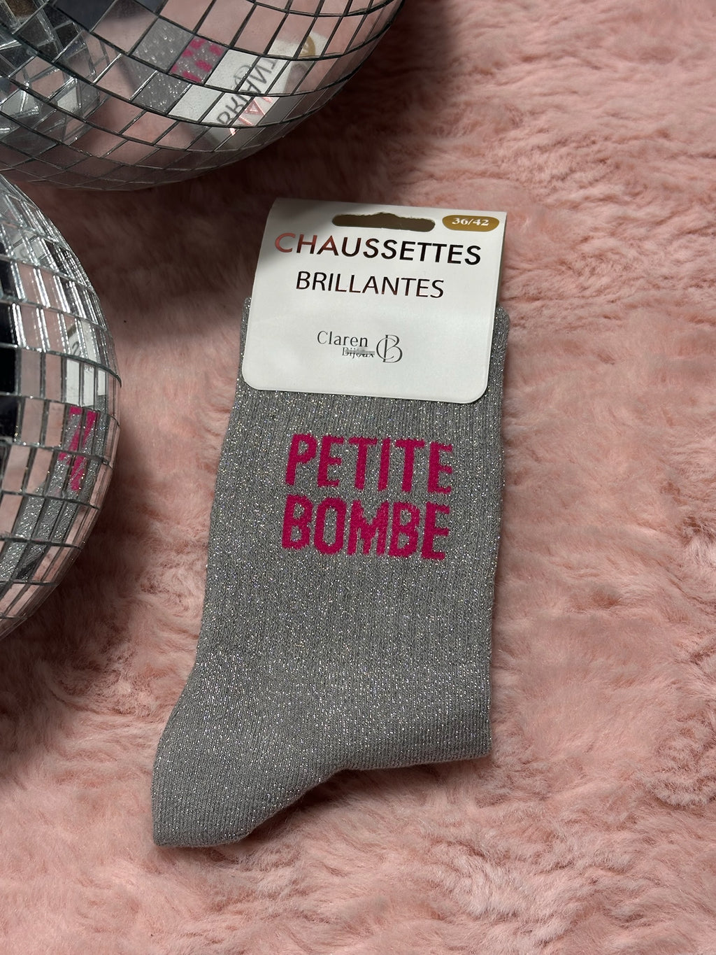 Chaussettes à paillettes mot doux