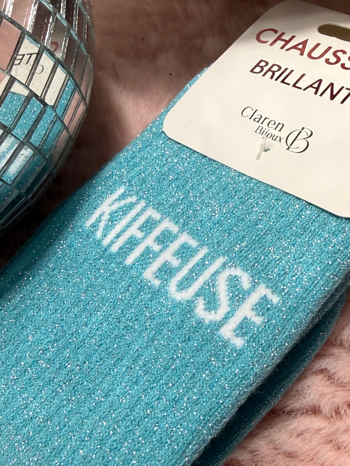 Chaussettes à paillettes mot doux
