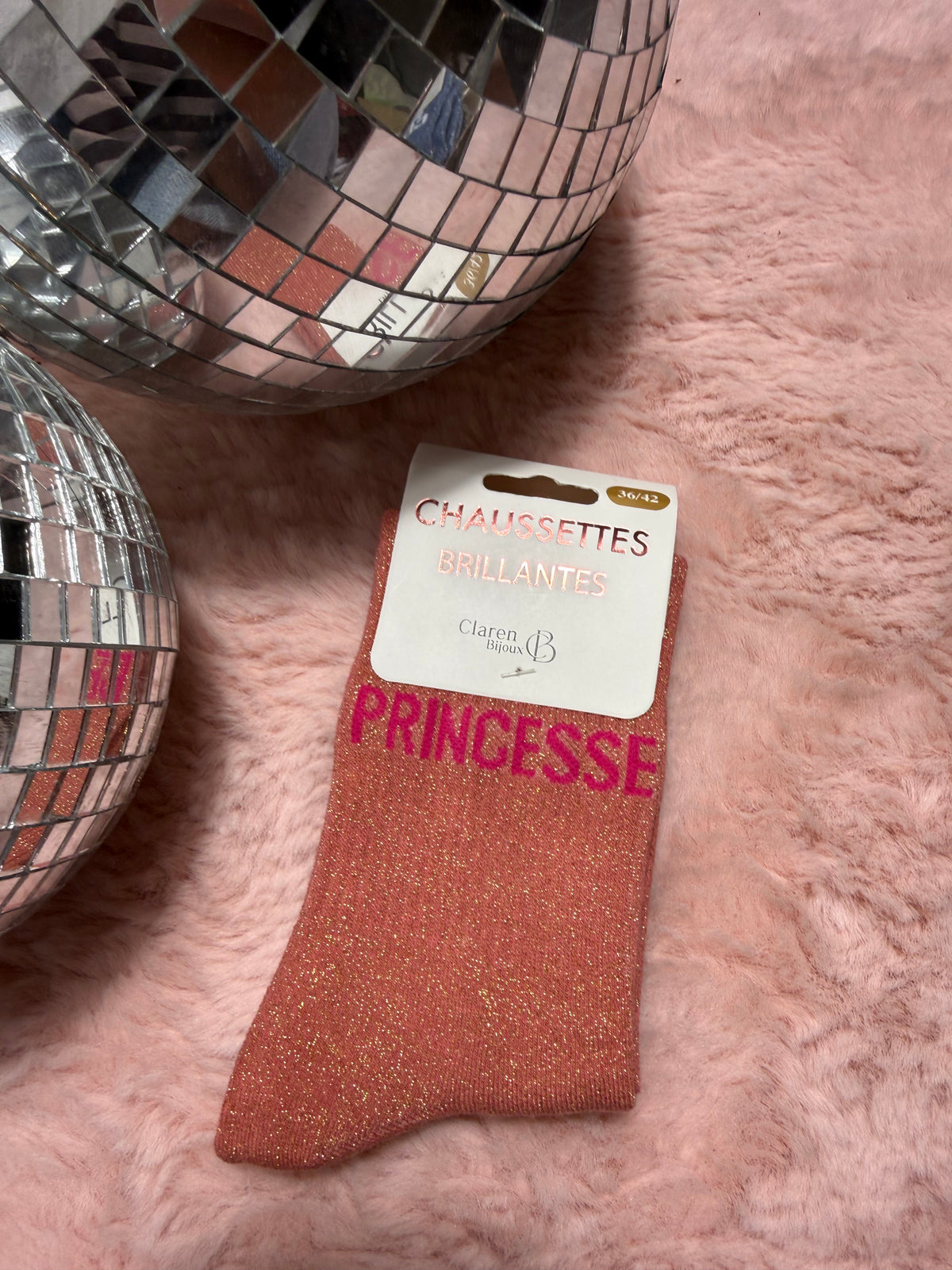 Chaussettes à paillettes mot doux