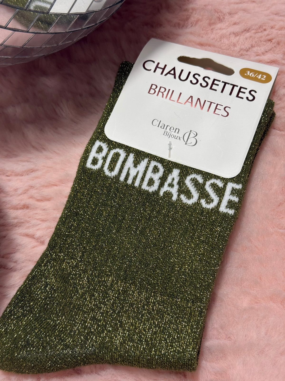 Chaussettes à paillettes mot doux