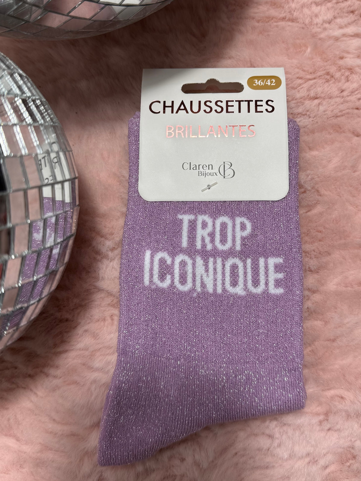 Chaussettes à paillettes mot doux