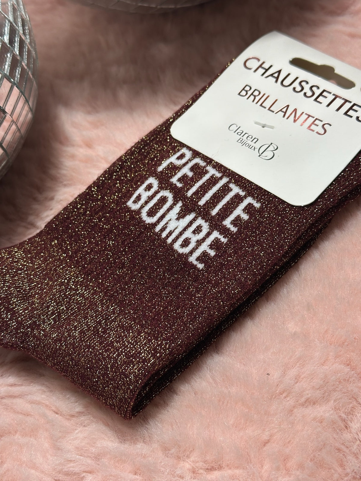 Chaussettes à paillettes mot doux