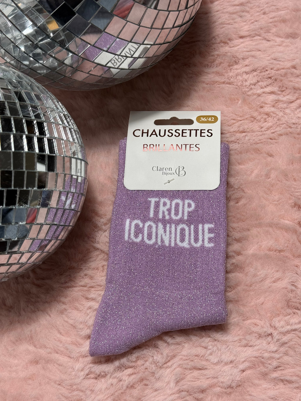 Chaussettes à paillettes mot doux