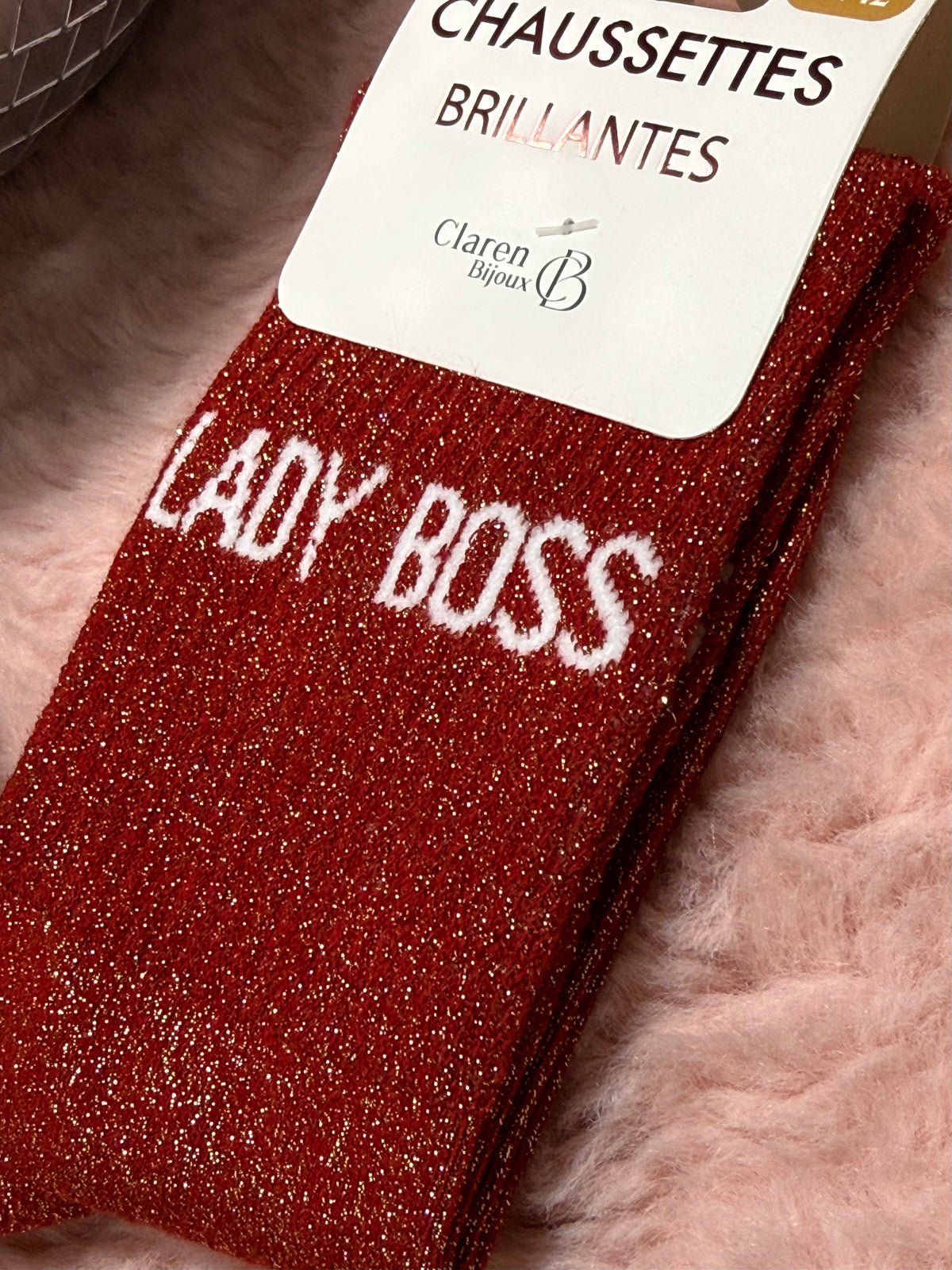 Chaussettes à paillettes mot doux