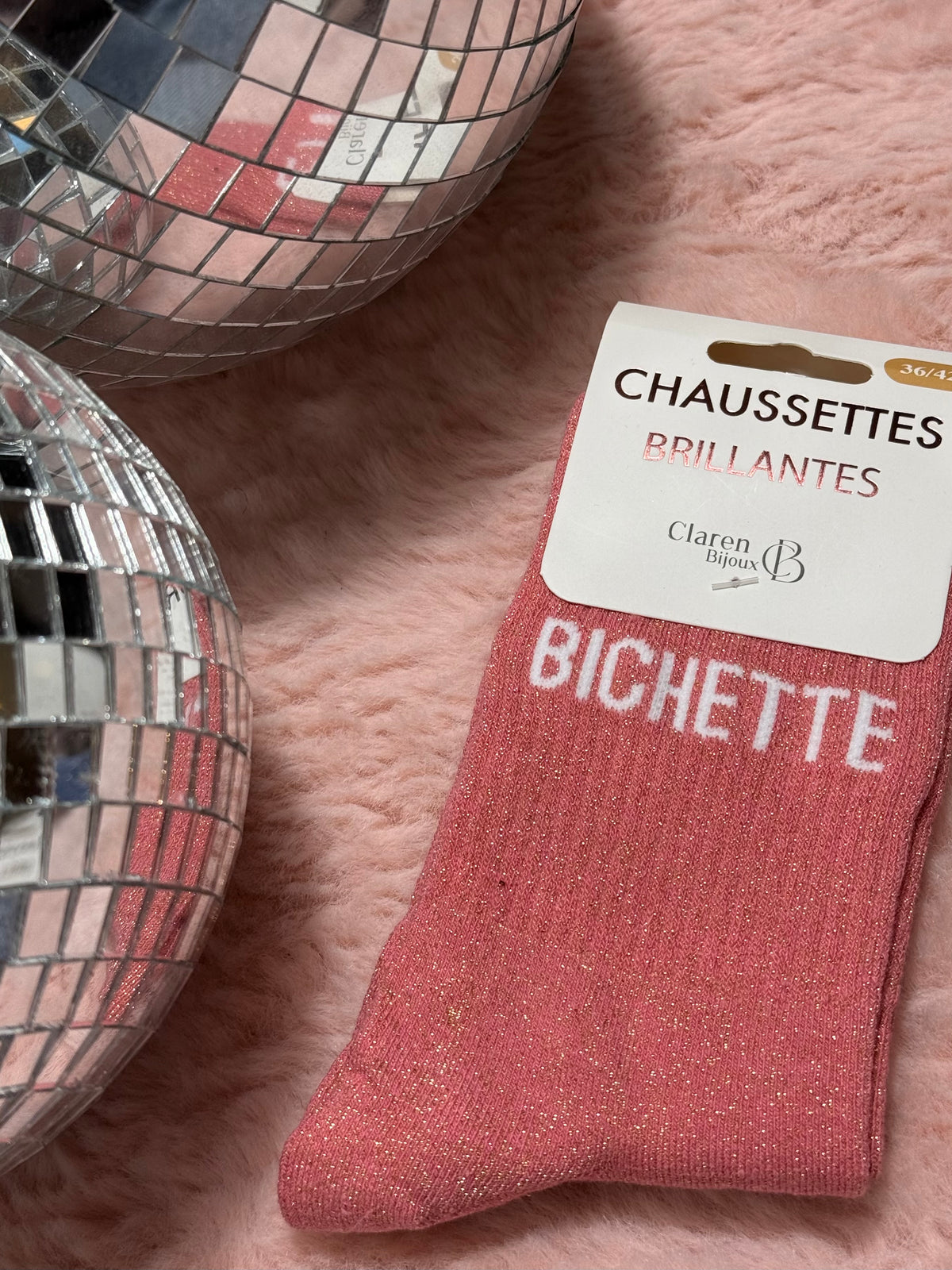 Chaussettes à paillettes mot doux