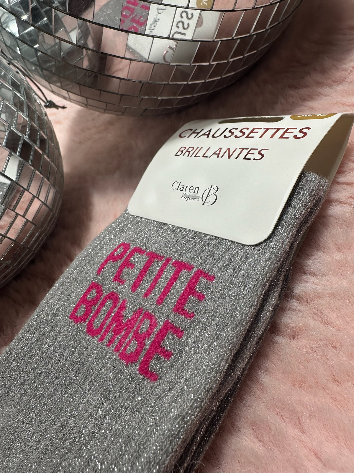 Chaussettes à paillettes mot doux