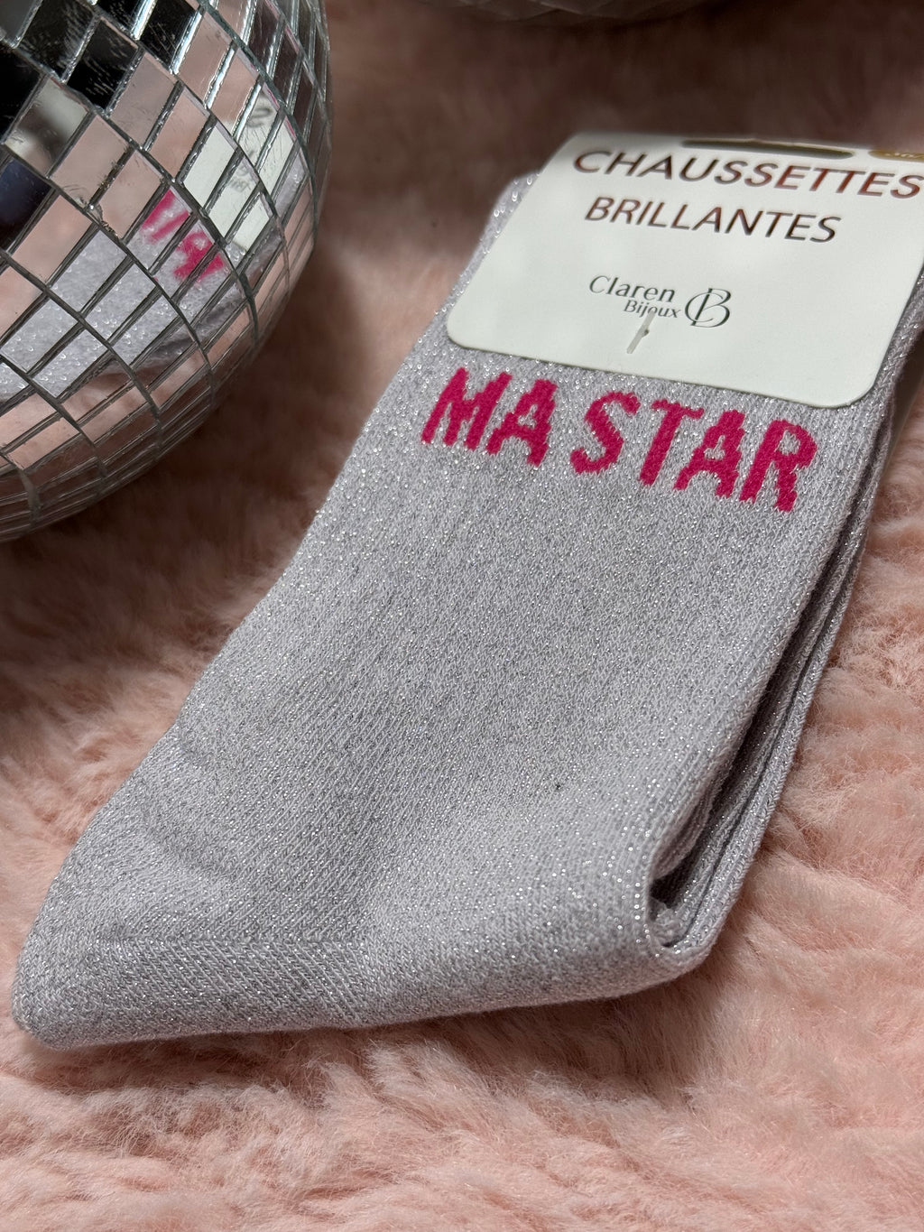 Chaussettes à paillettes mot doux
