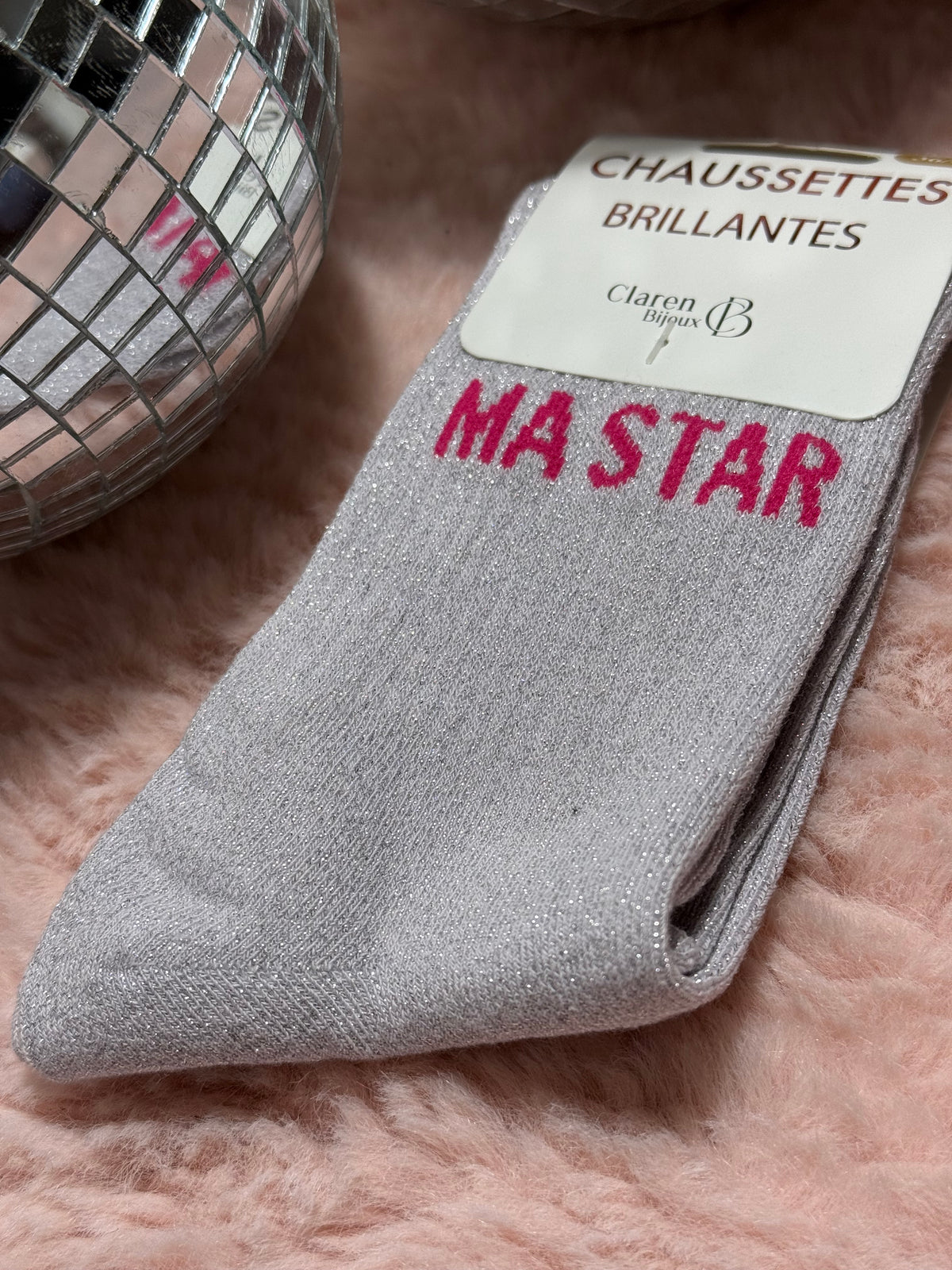 Chaussettes à paillettes mot doux