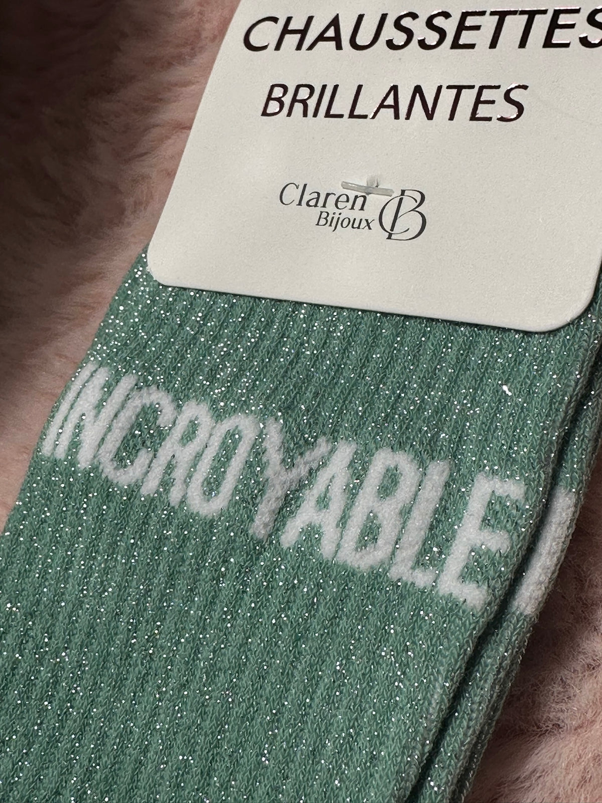 Chaussettes à paillettes mot doux