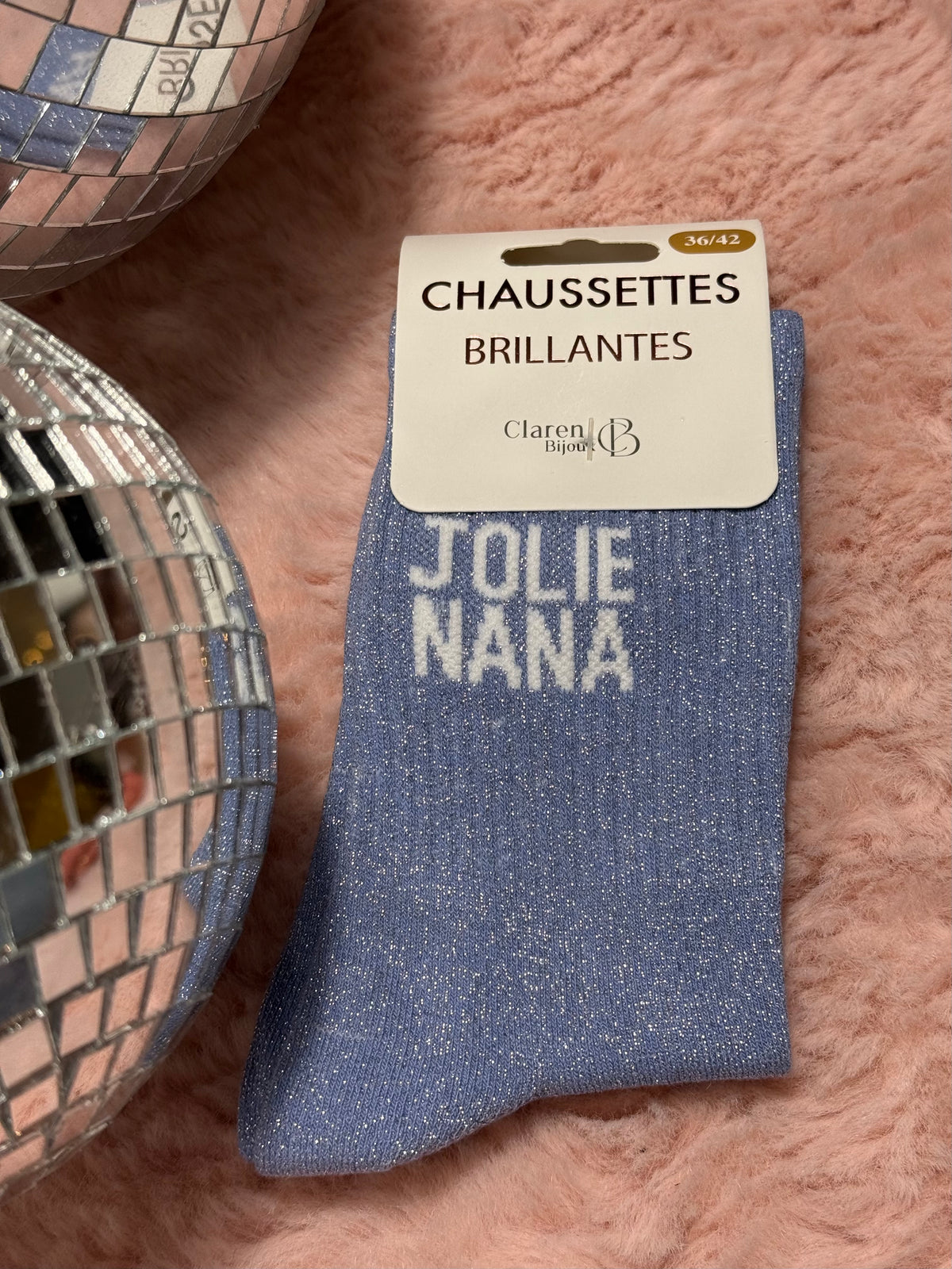 Chaussettes à paillettes mot doux