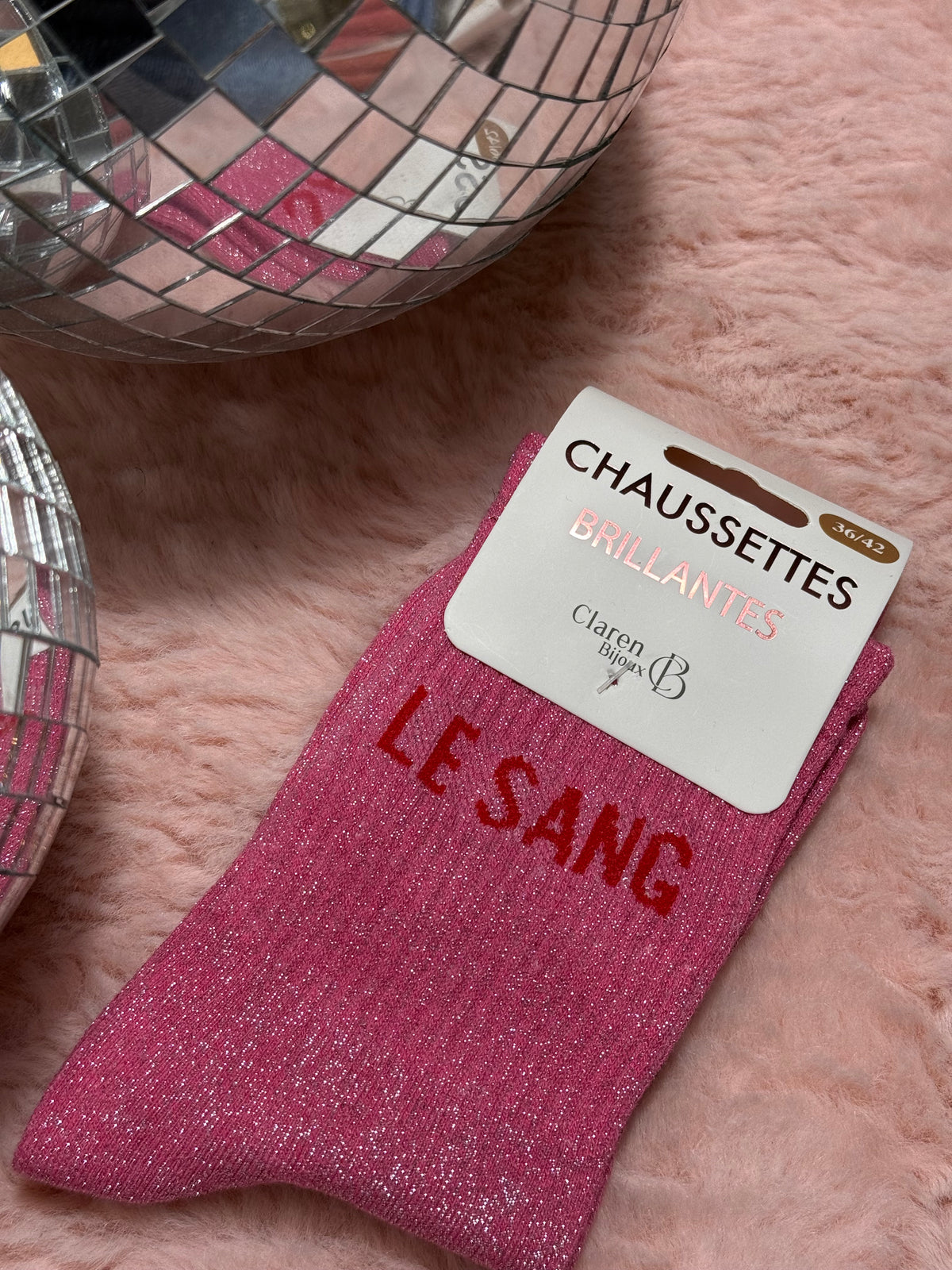 Chaussettes à paillettes mot doux
