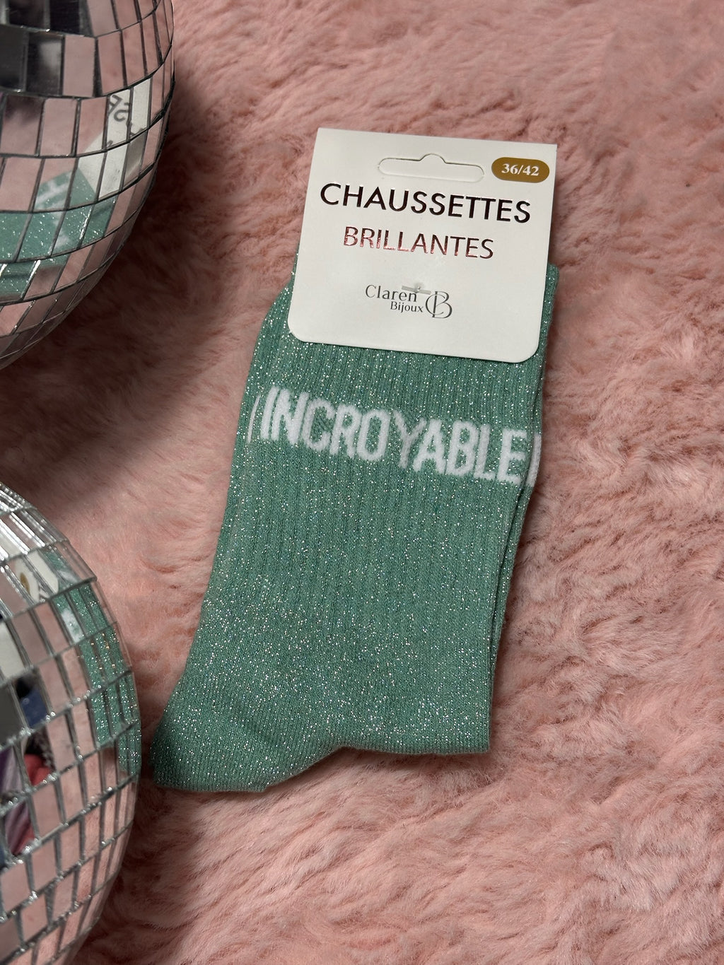 Chaussettes à paillettes mot doux