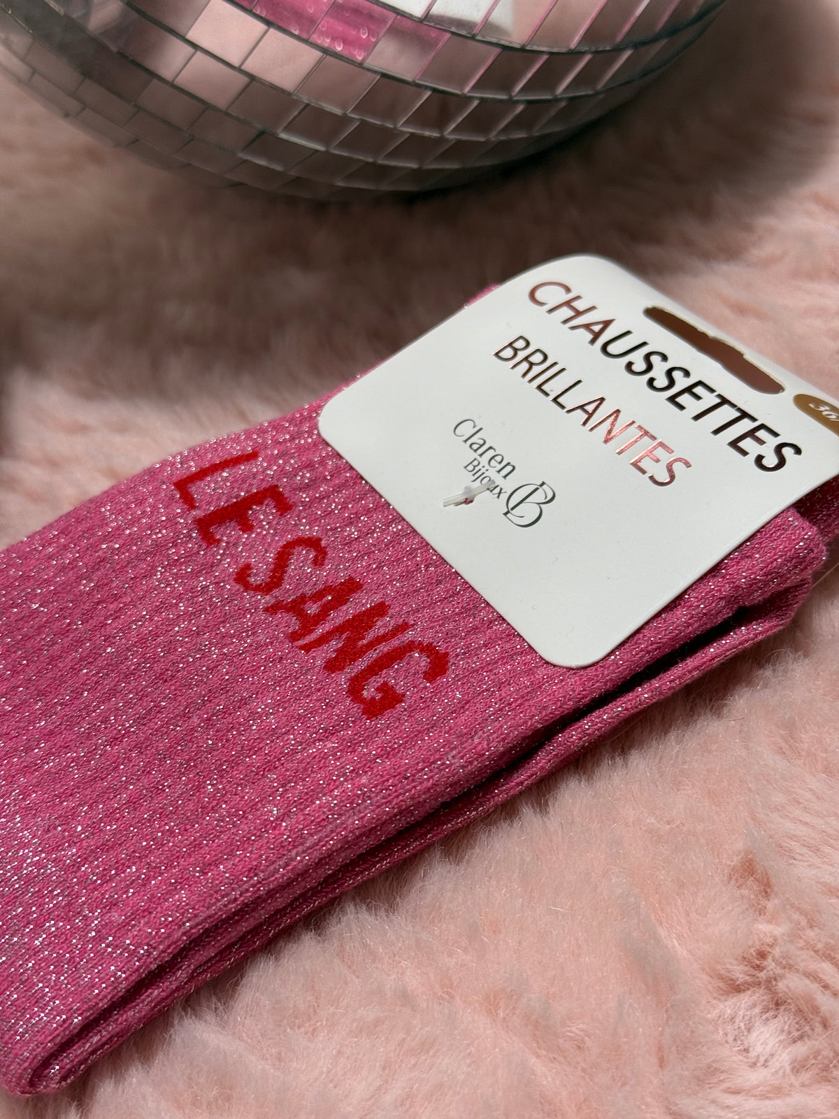 Chaussettes à paillettes mot doux