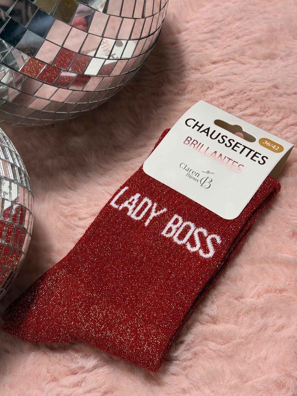 Chaussettes à paillettes mot doux