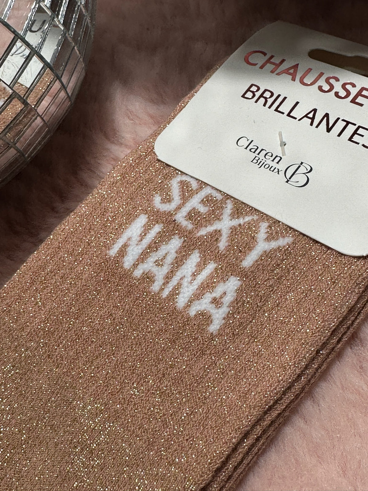 Chaussettes à paillettes mot doux