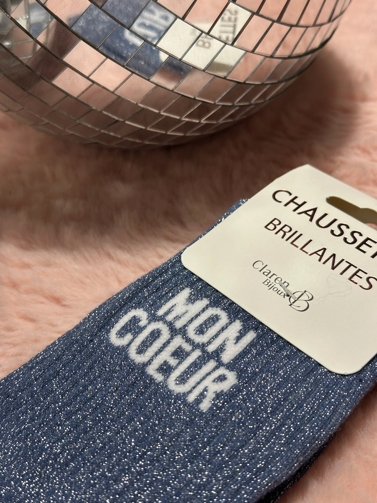 Chaussettes à paillettes mot doux