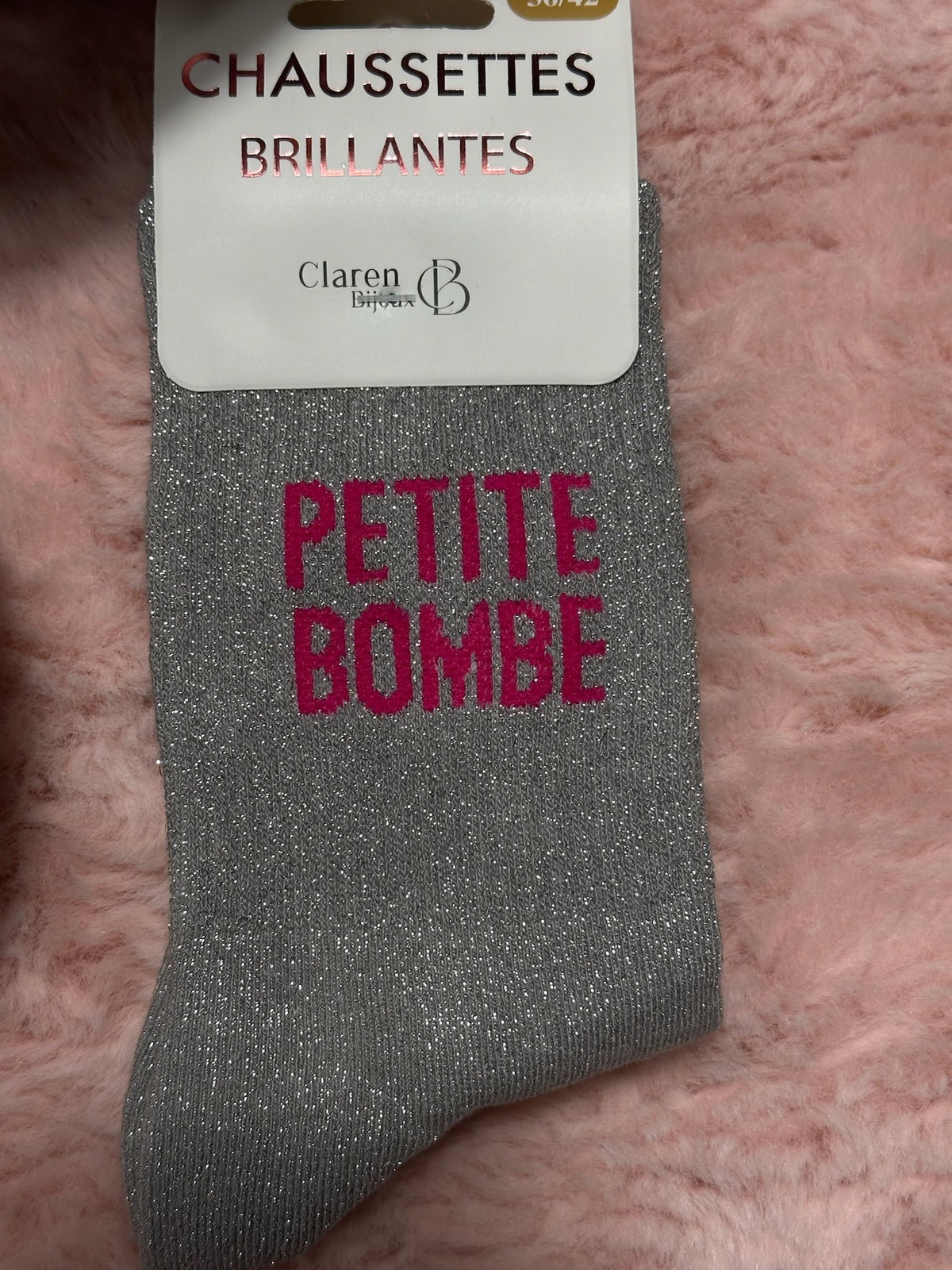 Chaussettes à paillettes mot doux