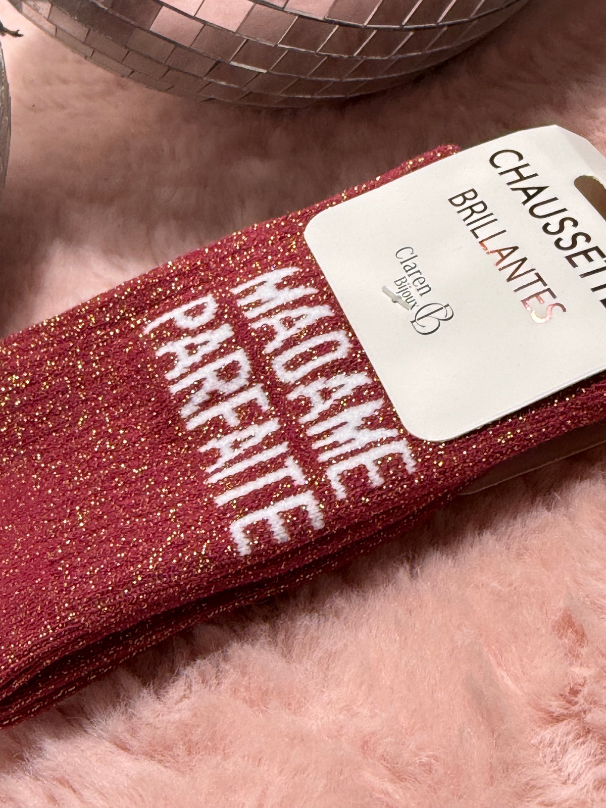 Chaussettes à paillettes mot doux