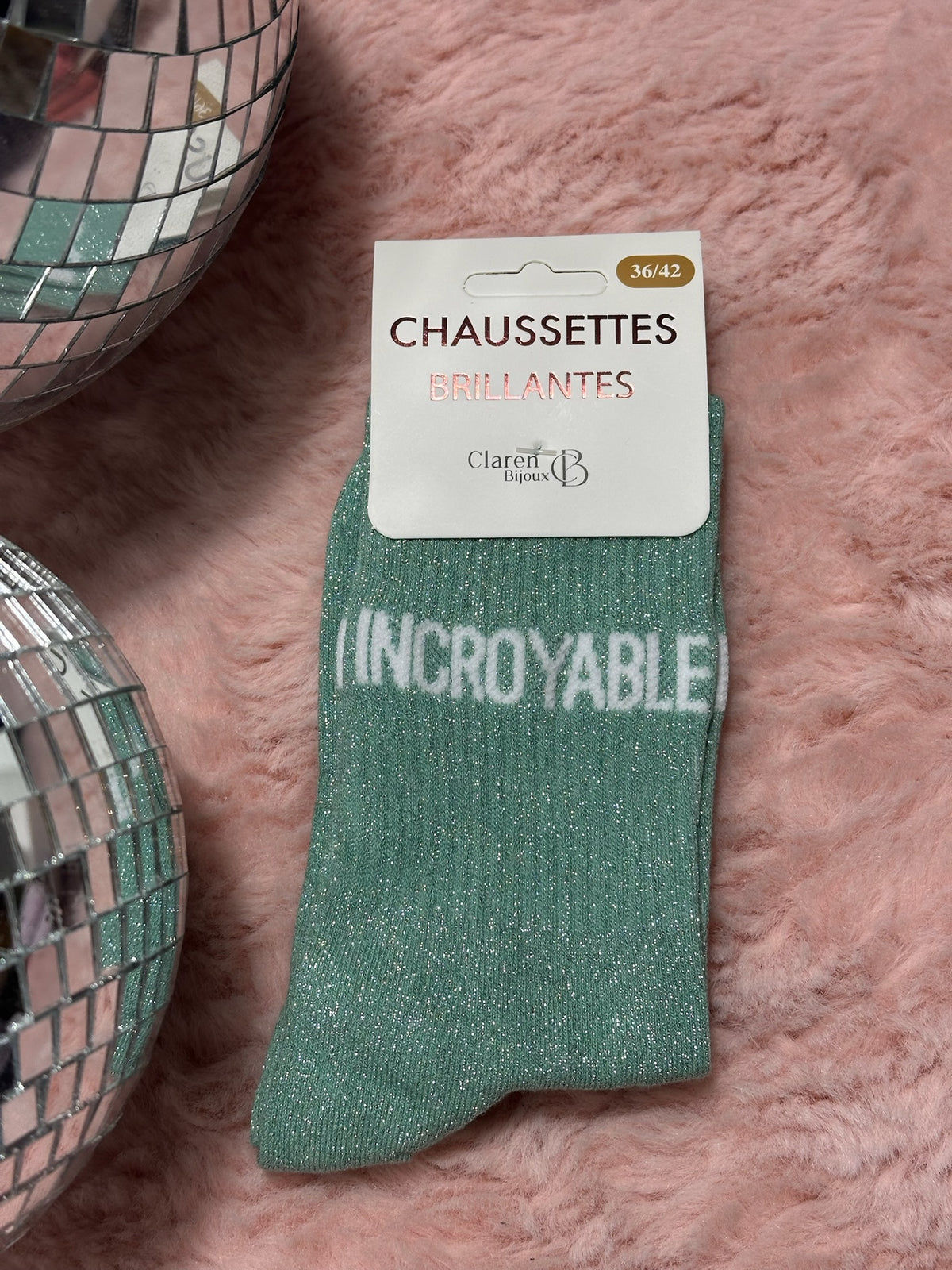 Chaussettes à paillettes mot doux