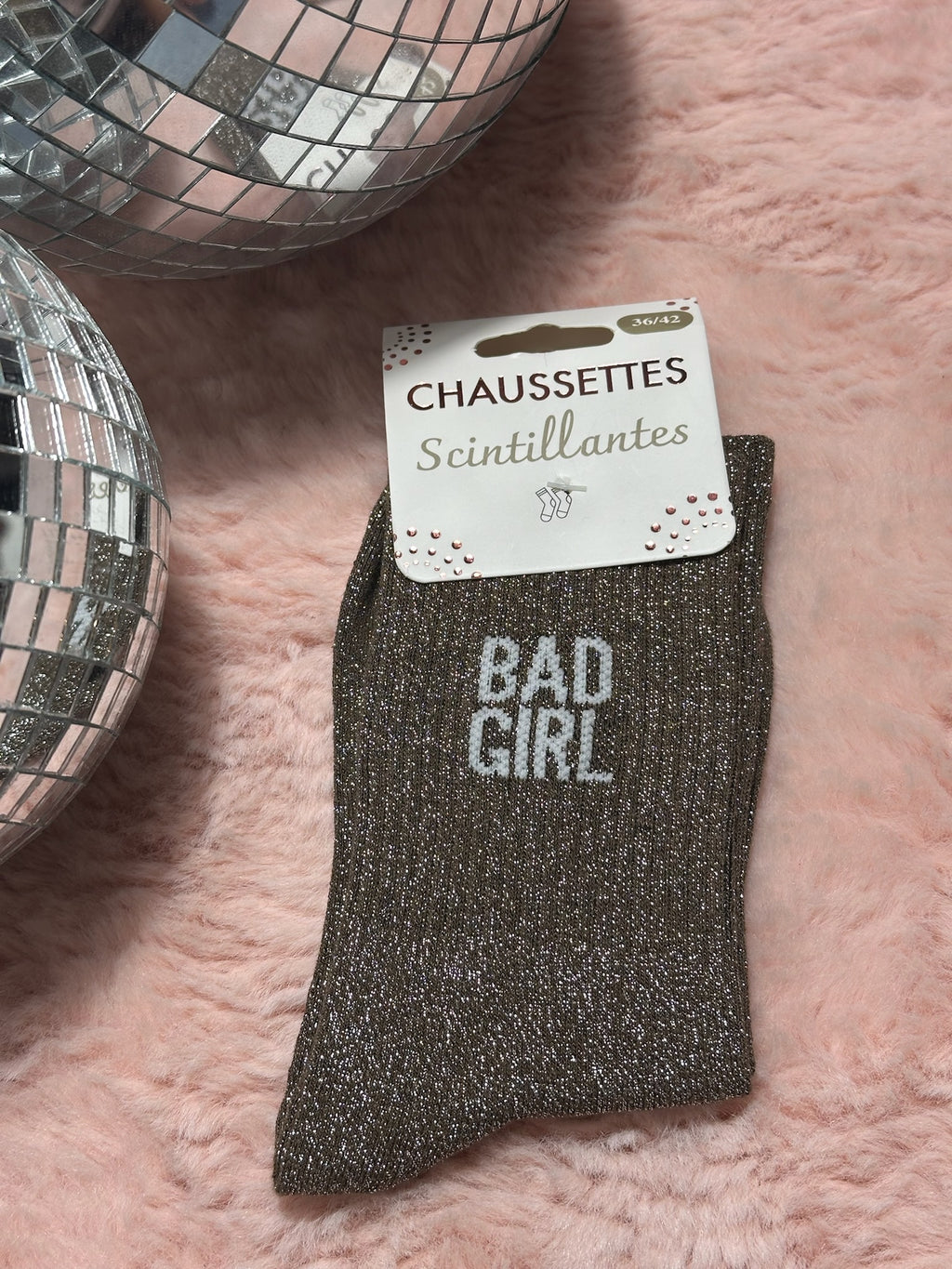 Chaussettes à paillettes mot doux