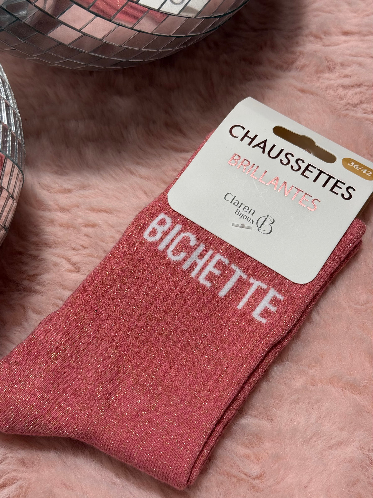 Chaussettes à paillettes mot doux