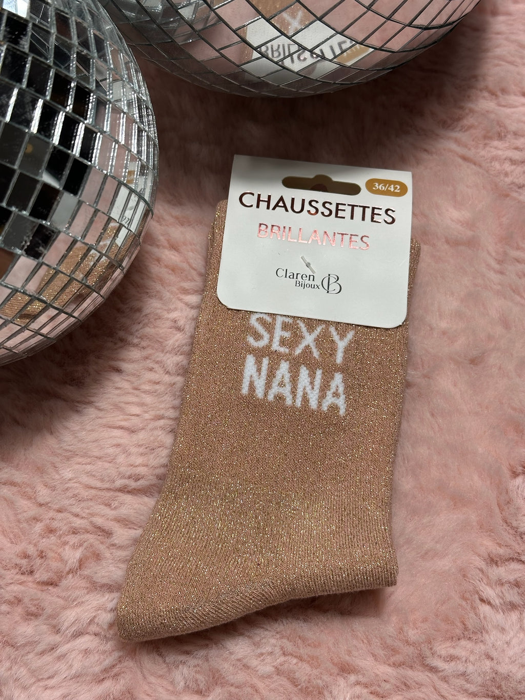 Chaussettes à paillettes mot doux