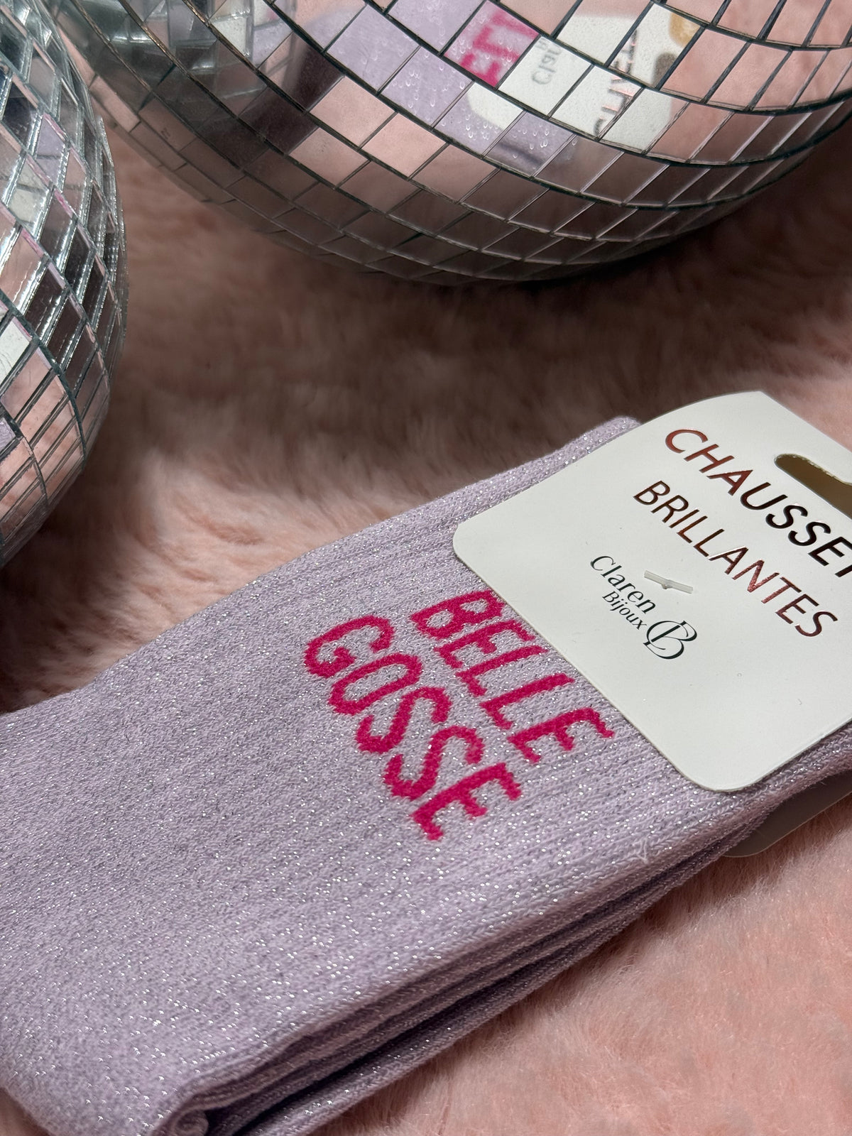 Chaussettes à paillettes mot doux